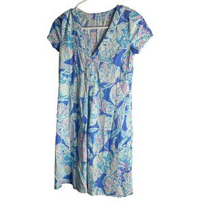 Lilly Pulitzer Amina Cap Sleeve Dress Women XXS Blue Haven Pop Up Into The Deep